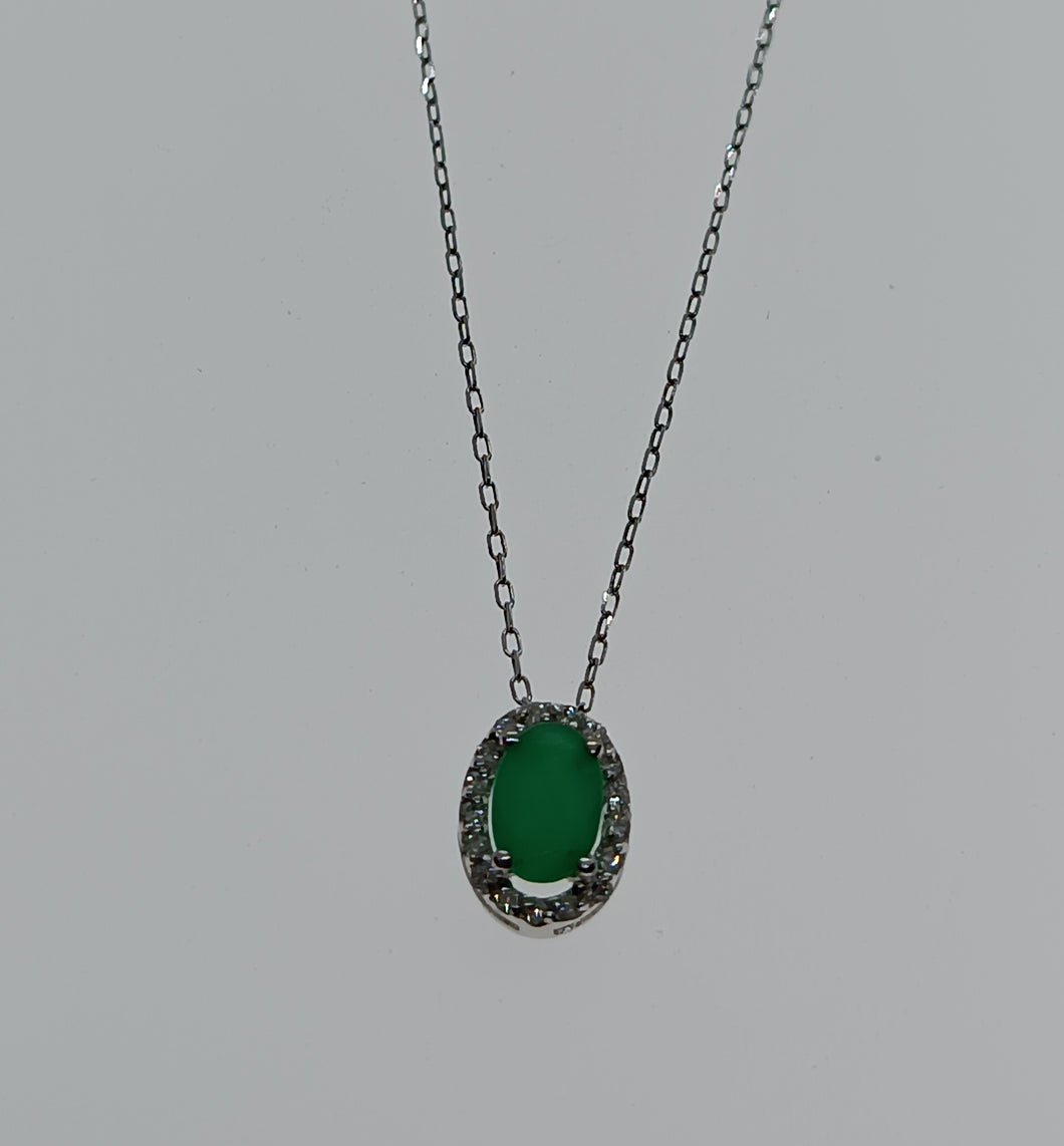 GARGANTILLA ORO BLANCO 1ª LEY 18 KTES CON DIAMANTES Y ESMERLADA 5610279WEBG