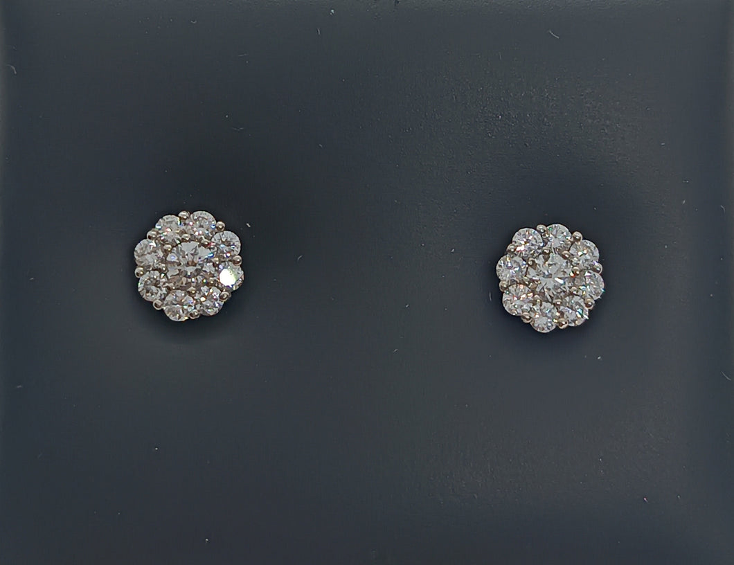 PENDIENTES ORO BLANCO 1ª LEY 18 KTES Y DIAMANTES TS-1010